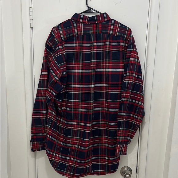 Navy and Red Plaid Men's Shirt - Picture 2 of 5